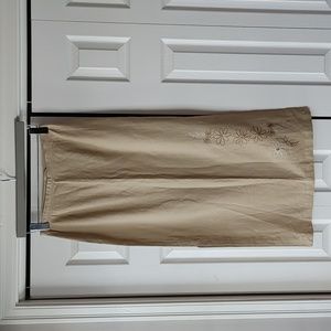 Vintage Linen Blend Embroidered Midi Maxi Skirt Size 4P